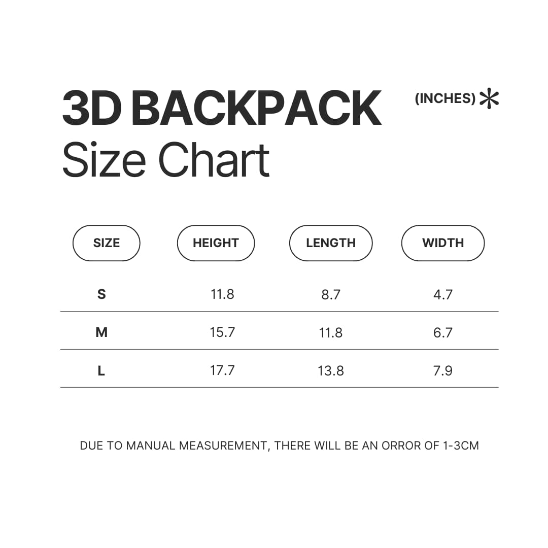 3D Backpack Size Chart - Fire Punch Merch