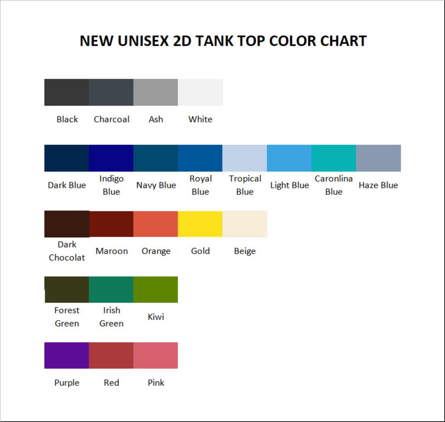 tank top color chart - Fire Punch Merch