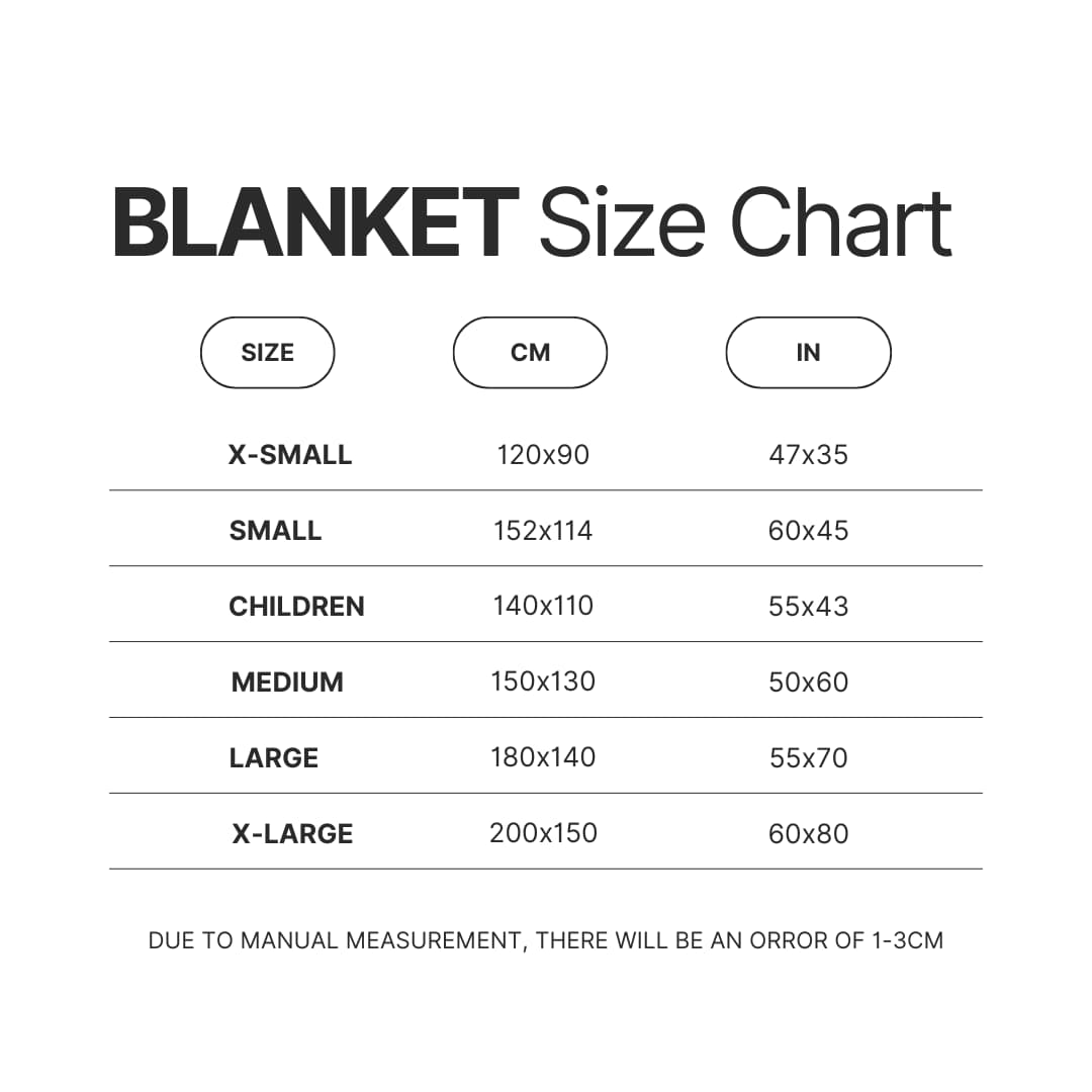 Blanket Size Chart - Fire Punch Merch